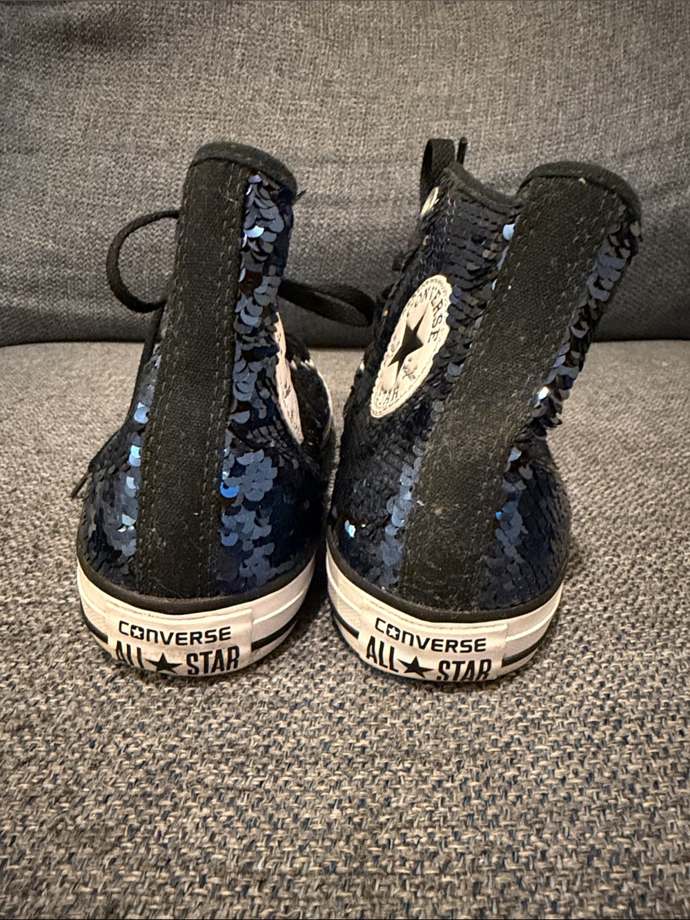Converse blue navy sequin All Star Hi Women's 8 Men's 6 - Picture 4 of 5